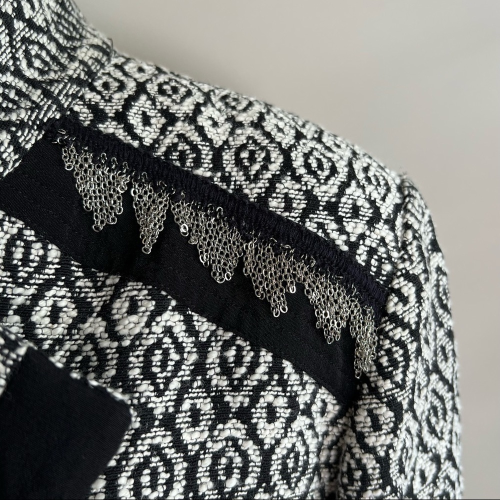 Chico’s geometric print chain detail open front blazer - Picture 4 of 6